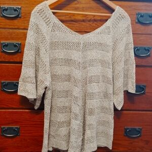 Women's Beige Open Knit Sweater